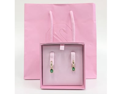 Swarovski Mini Hoop Earrings in green. This elegan...