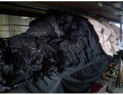 Substantial collection of sequined and lace materi...