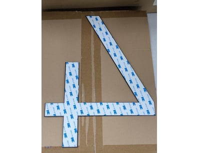 Five adhesive '4' numeral decoration, gilroy 400mm...