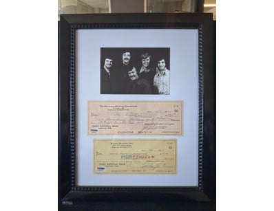 FRAMED STAMPS QUARTET INC. MEMORABILIA WITH VINTAG...