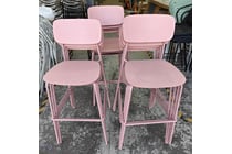 17 · Pink Metal Bar Stools - Set of 10- Used<br