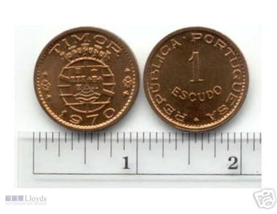 TIMOR 1970 ESCUDO COIN PORTUGUESE COLONY FOREIGN C...