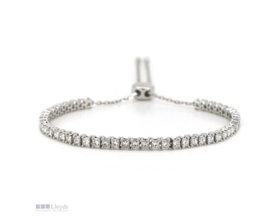 14K WHITE GOLD, 2.50CT TDW DIAMOND, TENNIS BOLO BR...