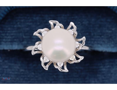 SOUTH SEA PEARL RING ON 925 SILVER - WITH CERTIFIC...