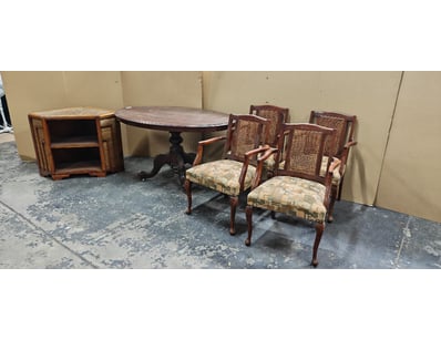 Furniture, including table, 4x chairs and TV unit ...