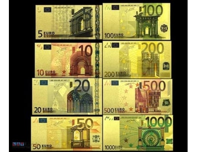 8PCS EURO GOLD FOIL BANKNOTES – SOUVENIR COLLECTIO...