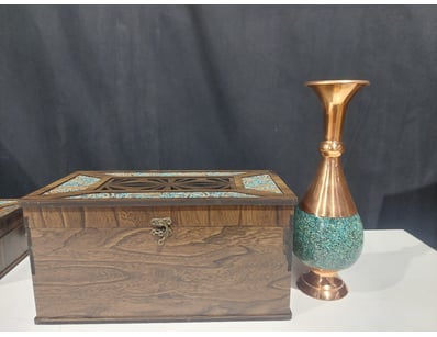 PERSIAN FIROOZEH KOOBI (TURQUOISE INLAY) PEDESTAL ...