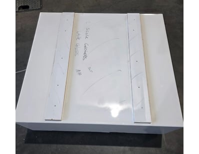 White scale cabinet with storage.

Note: Scratch...