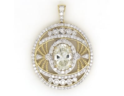 14K YELLOW GOLD AND DIAMOND, STATEMENT CLUSTER PEN...