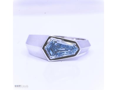 14K WHITE GOLD 1.46CT BLUE - VS1 LAB GROWN HEXAGON...