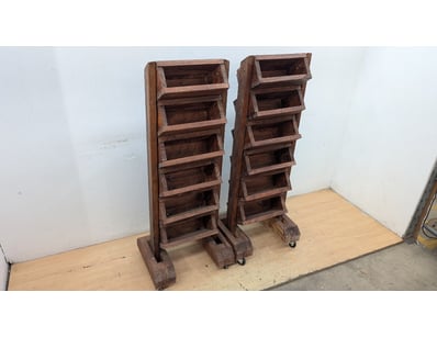 Rustic Mobile Storage Drawers, 6 Angled Drawers, O...