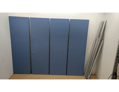 Set of four blue acoustic foam panels with aluminu...