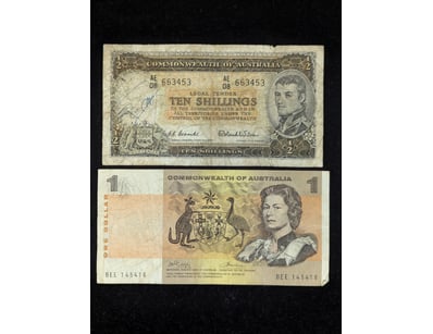 COMMONWEALTH OF AUSTRALIA TEN SHILLINGS AND ONE DO...