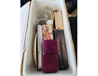 Vintage collectibles lot including watches, cups, ...
