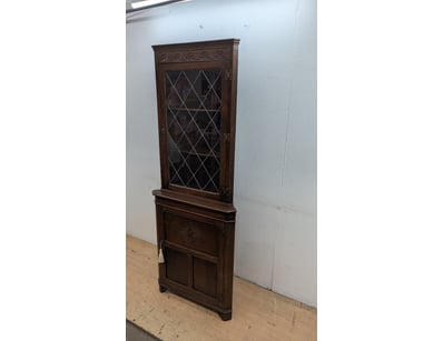 Timber Corner Cabinet, Glass Diamond Display, Stor...