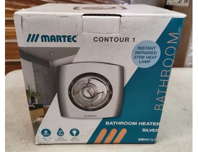 RRP $49.99 Martec Contour 1 Bathroom Heater Silver...