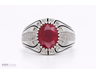 NATURAL BURMESE RUBY RING ON 925 SILVER - WITH CER...