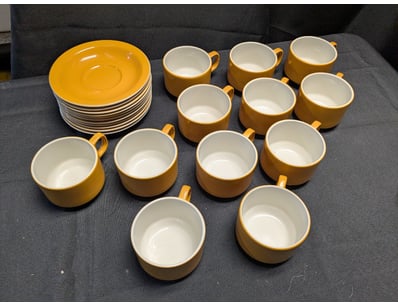 COLLECTION OF TWELVE BRISTLE TEACUPS AND ELEVEN BR...