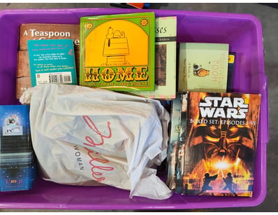 Mixed media lot containing children's books and DV...