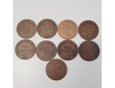 X9 AUSTRALIAN 1922 ONE PENNY COINS

488602+4

...