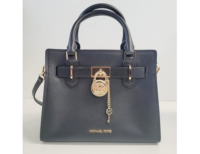 MICHAEL KORS BLACK LEATHER STRUCTURED HANDBAG WITH...
