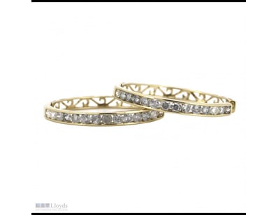 14K YELLOW GOLD, 1.42CT TDW DIAMOND, HOOP EARRINGS...