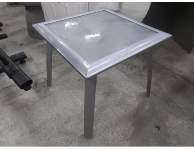 Side Table With Glass Top, Metal Style, Grey Finis...