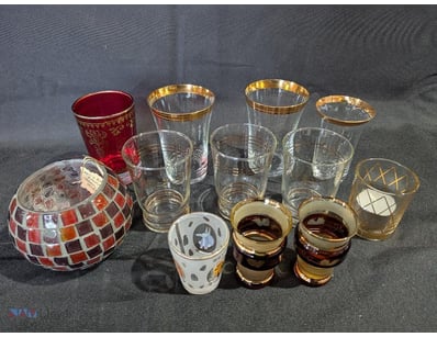 VINTAGE GLASSWARE COLLECTION WITH EGYPTIAN AND GOL...