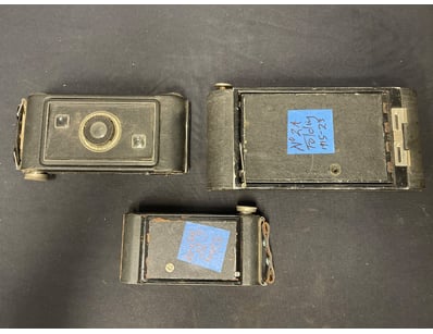 VINTAGE COLLECTION OF THREE VINTAGE FOLDING CAMERA...