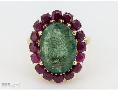 14CT YELLOW EMERALD, RUBY AND DIAMOND RING

14Ct Y...
