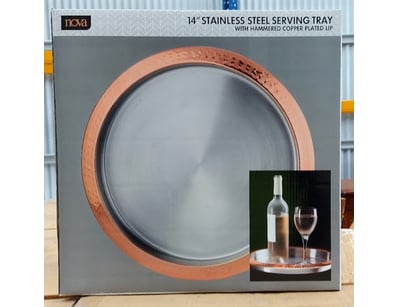 BOX LOT-QTY 6 x   35cm stainless steel serving tra...