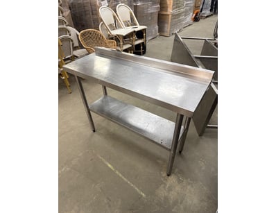 Commercial-grade stainless steel work table with u...