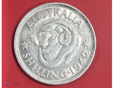 1942 AUSTRALIA PRE DECIMAL SILVER ONE SHILLING SCA...