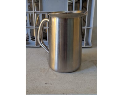 Water jugs, metal, 18.5cm high

SOLD AS LOT

