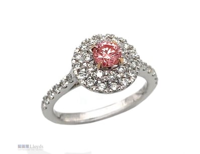 18 CARAT WHITE GOLD & ROSE GOLD RING SET WITH PINK...