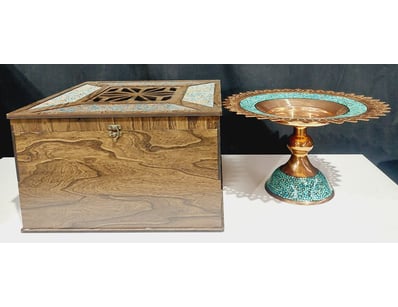 PERSIAN FIROOZEH KOOBI (TURQUOISE INLAY) PEDESTAL ...