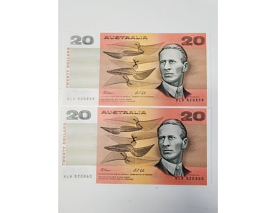 AUSTRALIAN $20 BANKNOTES, R413 (AUNC)

CV : $136...