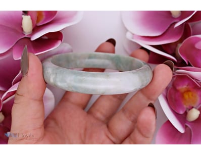 NATURAL BURMESE JADE BANGLE ON 925 SILVER - WITH C...