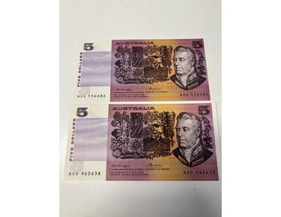 AUSTRALIAN FIVE DOLLAR NOTES, X2 R206C (UNC)

CV...