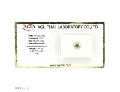 1.841CT CERTIFIED, NATURAL FANCY YELLOW/GREY DIAMO...