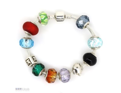925 STERLING SILVER, MURANO GLASS BEAD AND CHARM B...