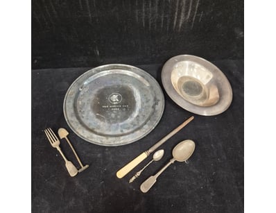FAIRFAX & ROBERTS WAR SERVICE CUP WITH SILVER FLAT...