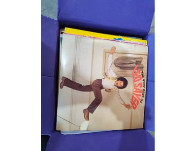 Vintage vinyl record collection, including Leo Say...