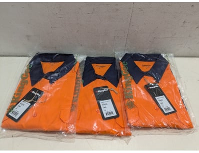 KingGee women's work shirts in orange with navy bl...