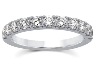 9K WHITE GOLD 0.75CT F VS LAB DIAMOND CLAW SET BAN...