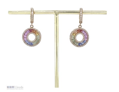 18CT ROSE GOLD MULTI-COLOUR SAPPHIRE & DIAMOND DRO...