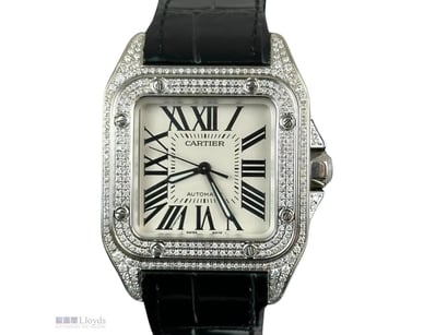 CARTIER SANTOS 100 CUSTOM DIAMOND 2878 WHITE DIAL ...
