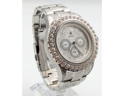 ICETIME BLING 45MM MEN'S WHITE SILVER STEEL WATCH...