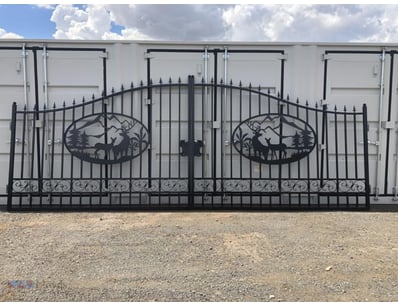 Set of 2 Large Unused Wrought Iron Style Gates wit...