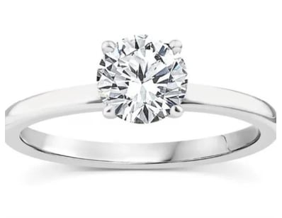 9K YELLOW GOLD 1.00CT F VS LAB DIAMOND RND 4 CLAW ...